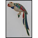 A large vintage parrot brooch decorated