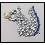 A 1950s white metal  faux marcasite broo