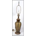 A mid century pressed glass table lamp h