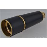 An antique style military leather cased three draw brass telescope