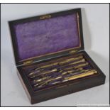 A 19th century believed German draughtsman / architects maths set with inner tray and metal