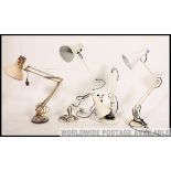 A collection of 4x vintage industrial anglepoise desk lamp lights - all white in colour.