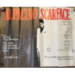 SCARFACE: An original cinema quad advertising poster for the Al Pacino classic movie Scarface.