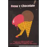A rare Cuban issue film poster for ' Fresa Y Chocolate ' (Strawberrys and Chocolate).