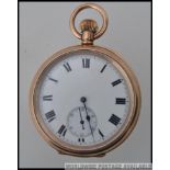 A vintage American Waltham USA 10ct gold plated pocket watch having open faced with subsiduary