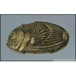 A bronze vesta case in the form of a fish L7cm