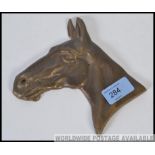 A 20th cast bronze plaque sculpture study of a horses head / equestrian study H14cm