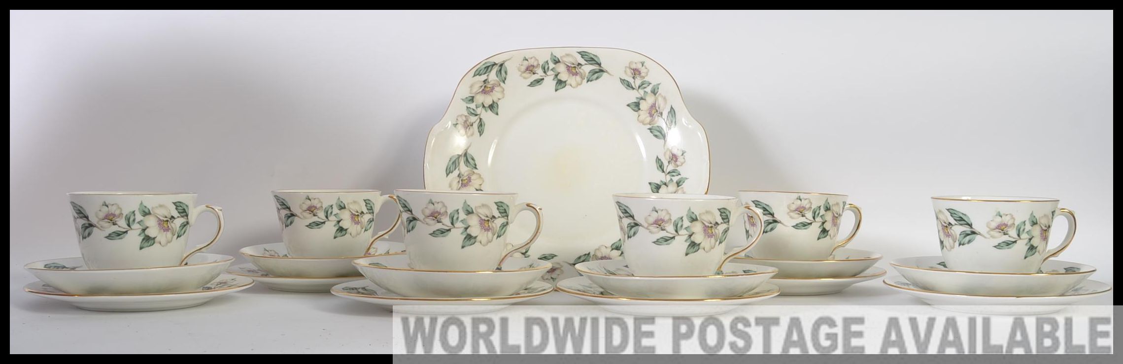 A six place setting Crown Staffordshire tea service.