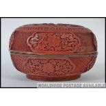 A 19th century Chinese cinnabar lacquer circular box and cover,