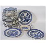 A large collection of blue and white ceramics to include Ridgway and many others circa 19th century