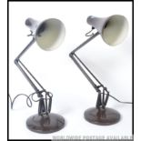 A pair of retro / vintage 1970's brown coloured Herbert Terry anglepoise desk / work lamps.