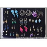 Tray of 20 costume jewellery earrings, including white metal.