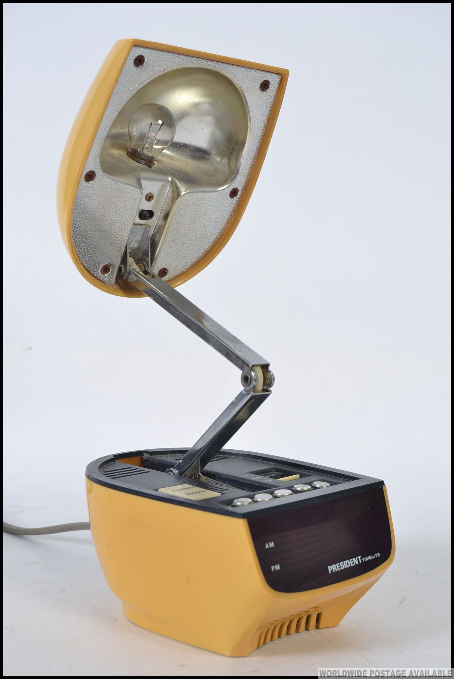 An original vintage President Timelite 1970's retro clock radio and lamp combo bedside unit.