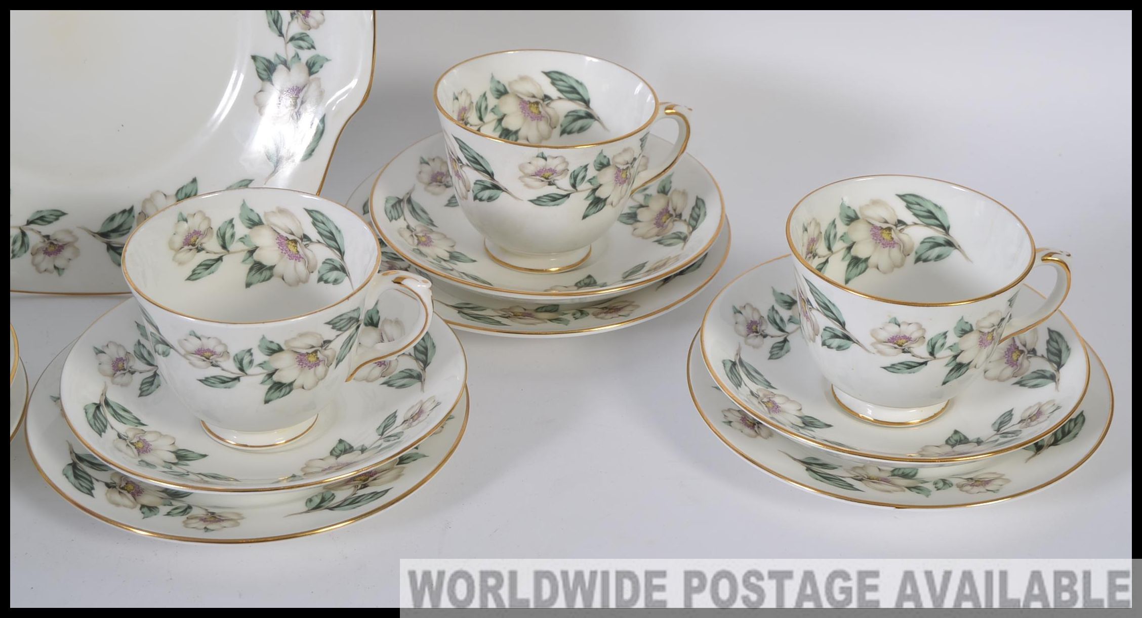 A six place setting Crown Staffordshire tea service. - Image 2 of 4