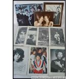 A collection of framed and glazed beatles photographs together with a White Album Beatles poster