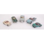 SPOT ON: A collection of 5x vintage Spot On 1:42 scale diecast model cars to include a Jaguar XK E