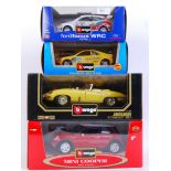 BURAGO: A collection of 4x Burago larger scale diecast model cars (2x 1:18 and 2x 1:24 scale).