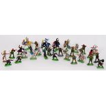 BRITAINS: A collection of 30x vintage Britains Deetail and Super Deetail plastic soldiers on metal