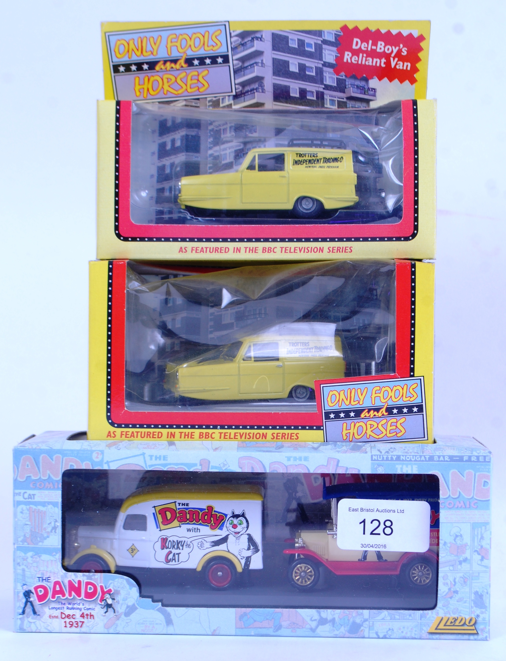 TV/FILM DIECAST: Two vintage Lledo diecast model variations of the Only Fools & Horses Reliant