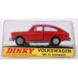 DINKY: An original vintage Dinky 163 Volkswagen 1600 TL Flashback. Red. Mint, box cracked slightly.