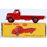 DINKY: An original vintage Dinky Toys 422 Fordson Thames Flat Truck diecast model truck. Red.