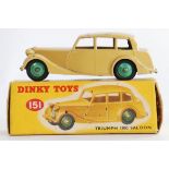 DINKY: An original vintage Dinky Toys 151 Triumph 1800 Saloon diecast model car.