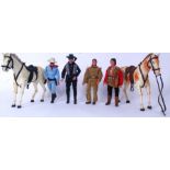 MARX LONE RANGER: A full set of 4x Marx Toys Lone Ranger action figures (Scout, Butch Cavendish,