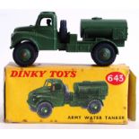 DINKY TOYS; An original vintage Dinky Toys diecast model 643 military Army Water Tanker.