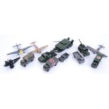 DINKY MILITARY: A collection of loose vintage Dinky Military diecast models to include planes,