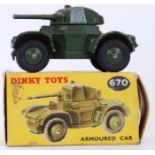 DINKY: An original vintage Dinky Toys diecast model 670 Armoured Car military vehicle.