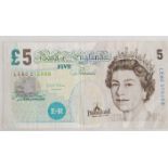 DISMALAND £5 NOTE: An original five pound note stamped ' Dismaland '.