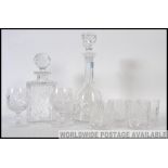 Two 20th century cut glass decanters wit