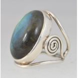 A 925 silver dress ring with large agate