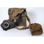 BRISTOL HOME GUARD: An original WWII Second World War issue gas mask (in bag) and forage cap.