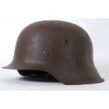 SS HELMET: A Second World War WWII issue 1942 pattern single-decal uniform SS Nazi Helmet.