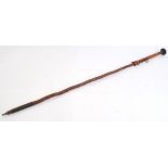 CANE: A very unusual early 20th century walking cane / picker.