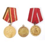 RUSSIAN MEDALS: A collection of 3x Russian award medals - including a Jubilee 30 Years Of Victory