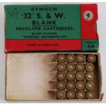 BLANKS: A partially unused box of .32" S&W Blank firing bullets.