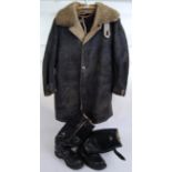 827 SQUADRON: An original military / air force issue flying jacket, waistcoat and boots uniform.