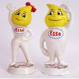ESSO: A pair of reproduction cast iron hand painted Esso Flame mascots - Herr & Frau Troph.