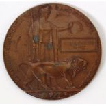 DEATH PLAQUE: Edgar Carlisle Banks, 17645 1st Battn York & Lancaster regiment death penny plaque.