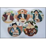 A collection of five collectable Toby character plates by Davenport to include Friar Tuck,