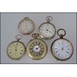 A collection of pocket watches to include a continental 800 marked watch, half hunter watch,