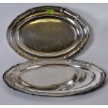 2 large graduating silver plated serving trays - salvers,