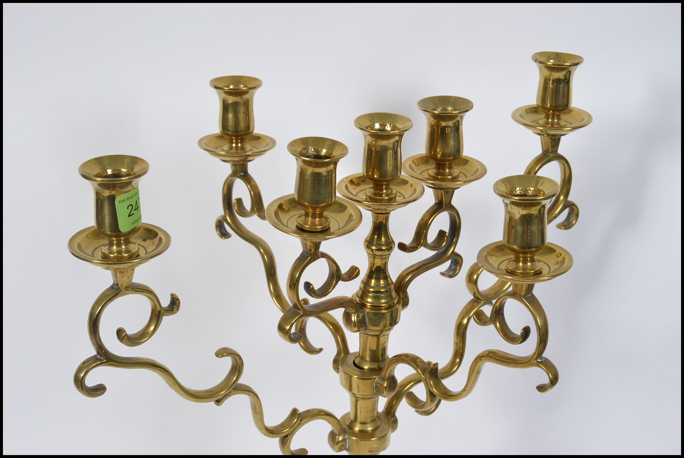 A large 20th century brass candelabra, - Image 2 of 2