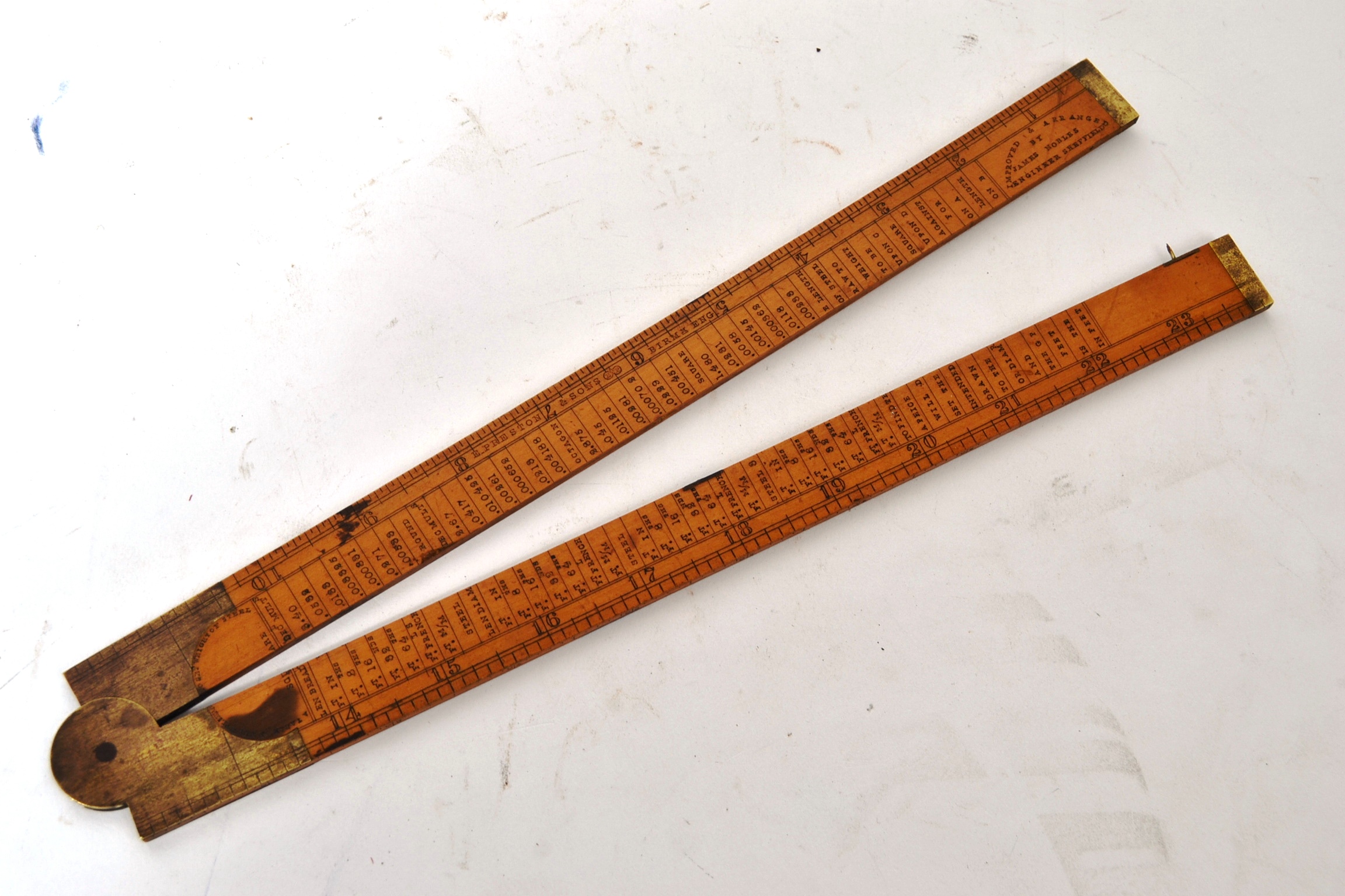 A boxwood and brass improved Engineer rule / measure by James Noble.