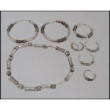 A collection of silver - white metal ( tests as silver) byzantine jewellery to include earrings of