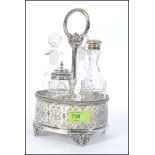 A silver plate good quality cut glass 4 piece cruet set,