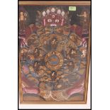 A stunning Chinese / Nepalese / Tibetan goache batik style painting adorned with the Chinese devil