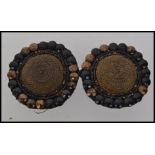 A large early 20th century hand sewn funeral Jet and bakelite beadwork motif cloak cape clip clasp.